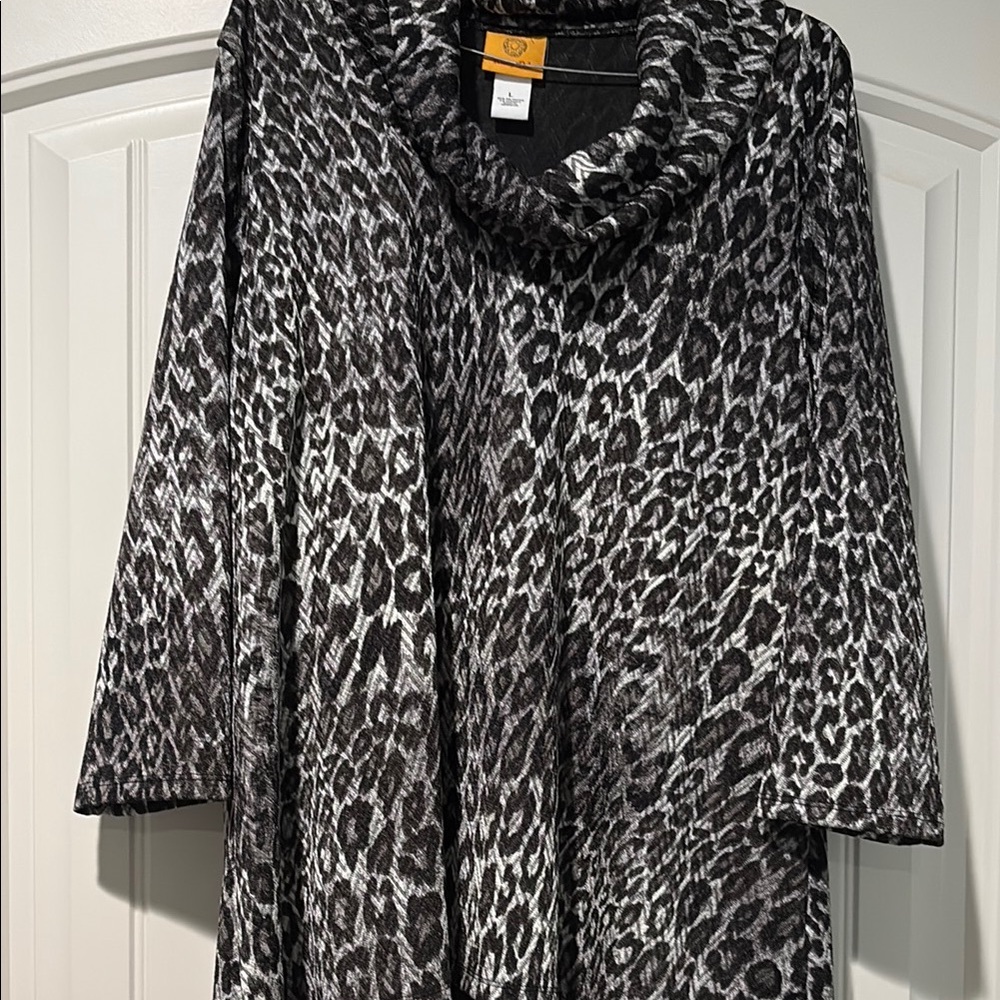 Leopard Print Cowl Neck Tunic